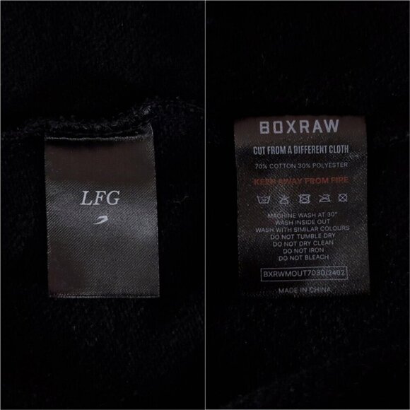 Boxraw Mens Size Small Disciplined Thought Action Oversized Hoodie Black - Picture 13 of 15
